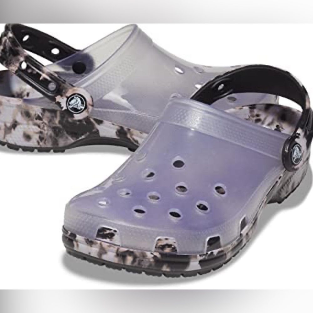 CROCS Classic Translucent Clog - Bleached Dye Black / White